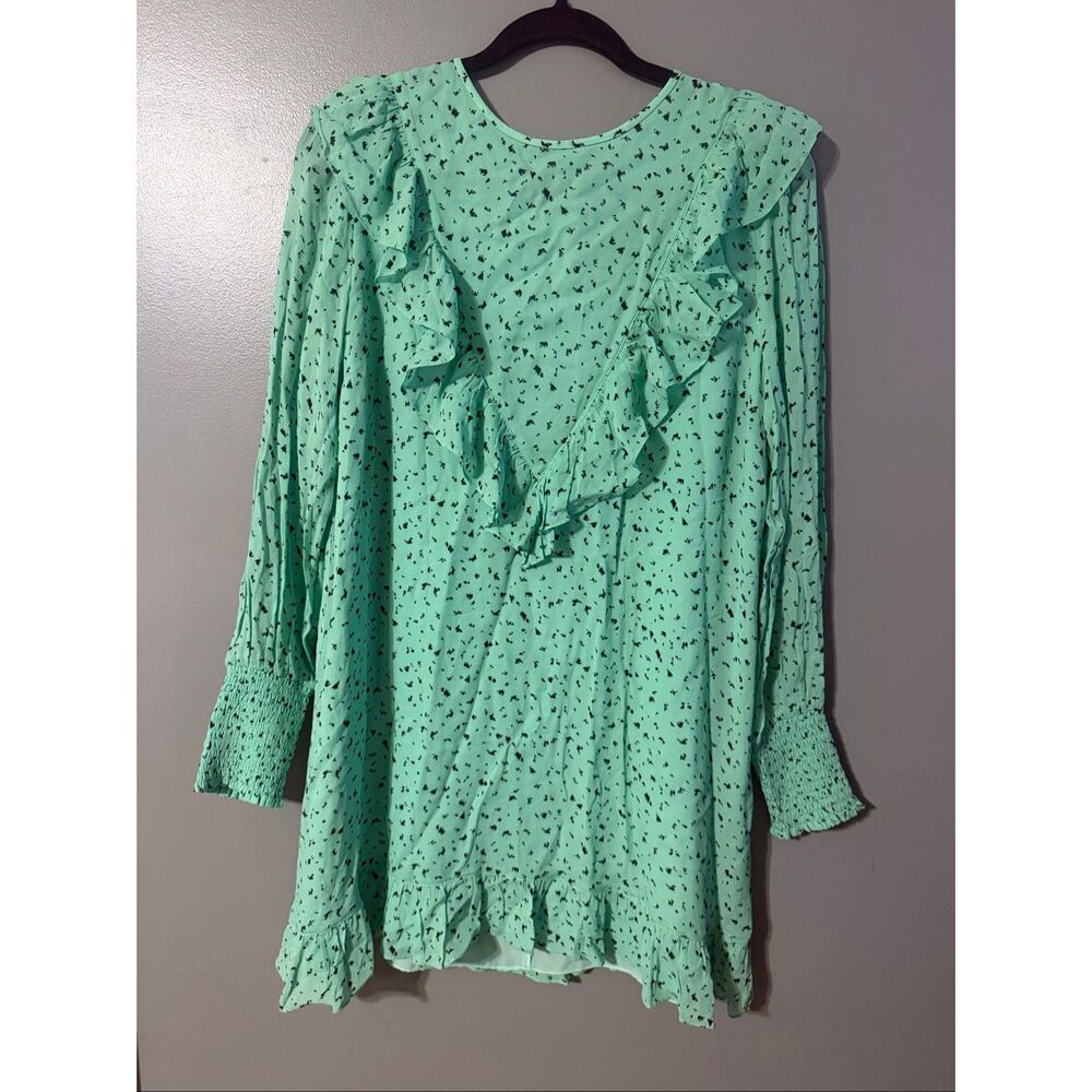 Little Moon mint green black dots dress
